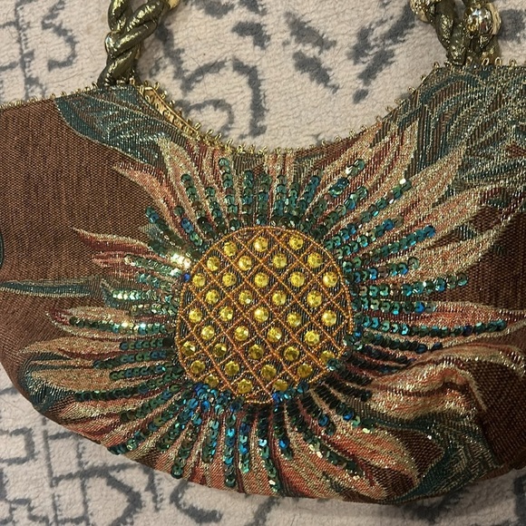 Vintage Bling Sequin Pineapple Sunflower Purse - Picture 2 of 6
